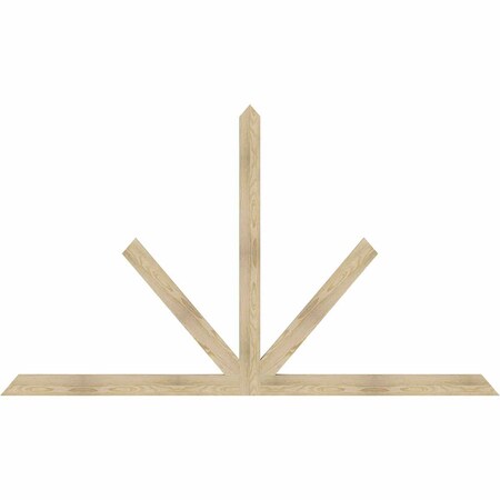 Ekena Millwork Saratoga Rough Sawn Timber Gable Bracket, Douglas Fir, 96"W x 56"H x 2"D x 4"F, 14/12 Pitch GBW096X56X0204SAR00RDF
